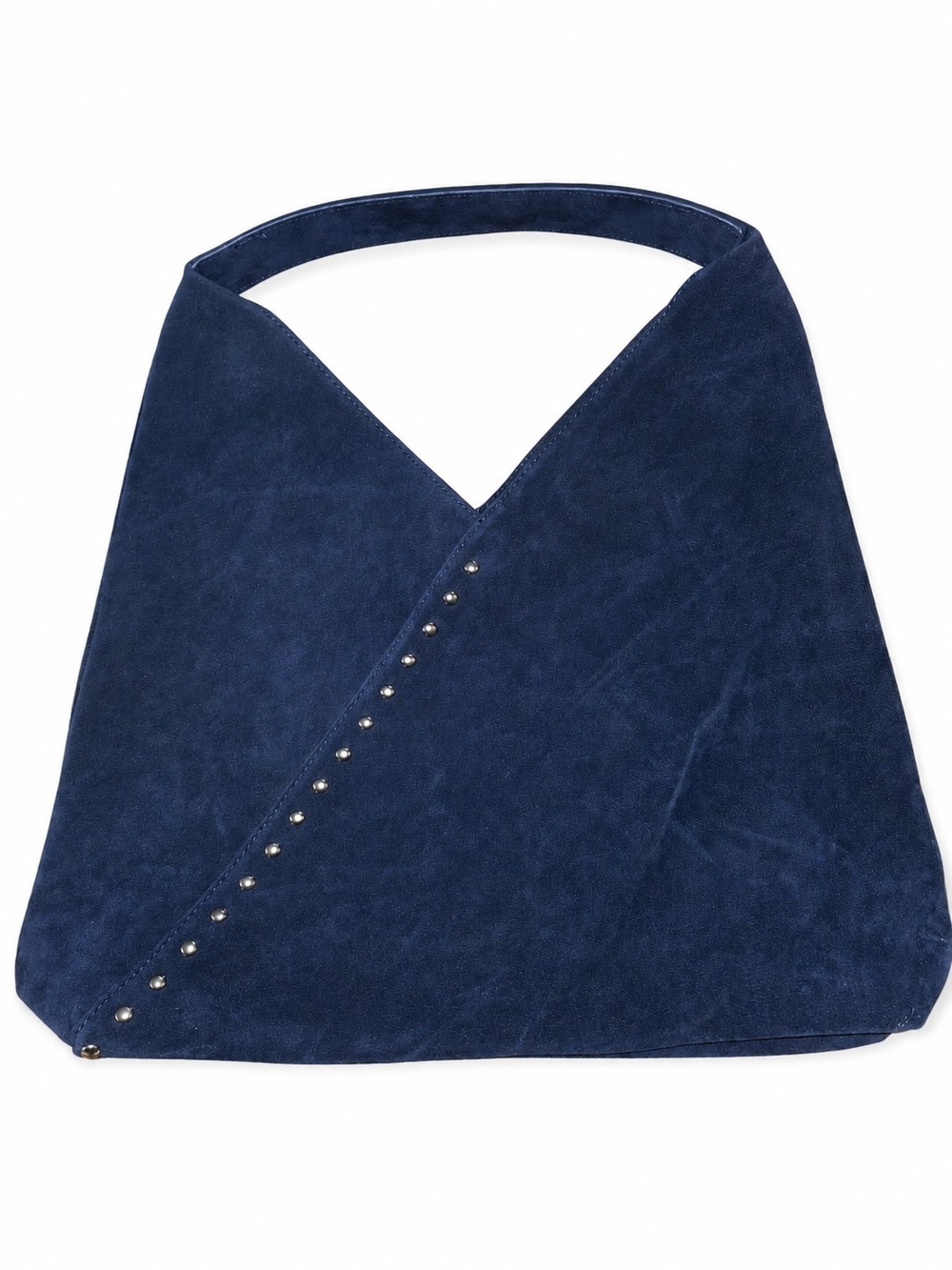 Suede Navy Hobo Bag with Stud Accent